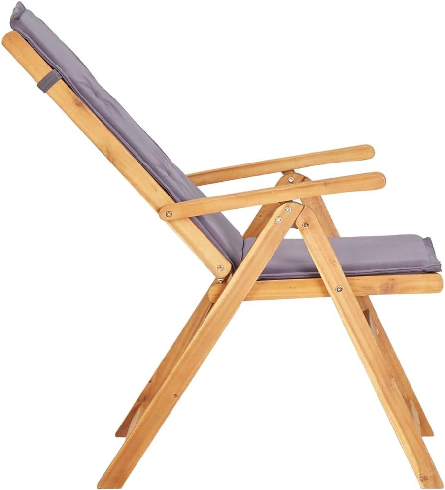 Reclining Patio Chairs 2 pcs,Garden Chair,Comfortable Outdoor Chairs,Foldable Leisure Chairs,Assembly Required,Suitable for Deck, Backyard, Patio, Garden, Poolside, Brown Solid Acacia Wood