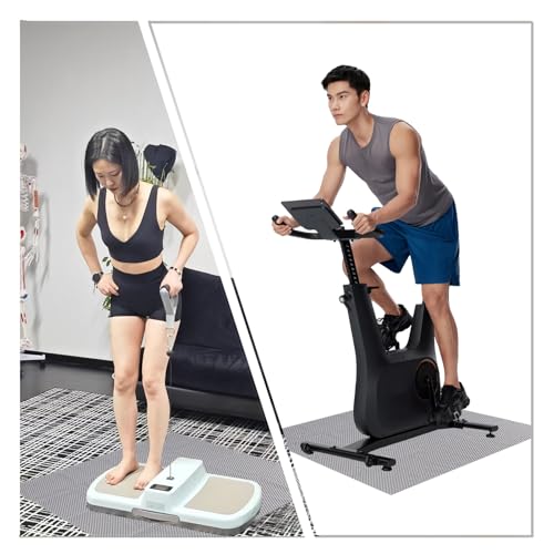 NICENEEDED Alfombra antideslizante para máquina elíptica, 23.62 x 23.62 pulgadas, alfombra ligera de goma bajo escritorio, adecuada para pedal eléctrico de uso sentado, mayor estabilidad y protección de piso miniatura 4