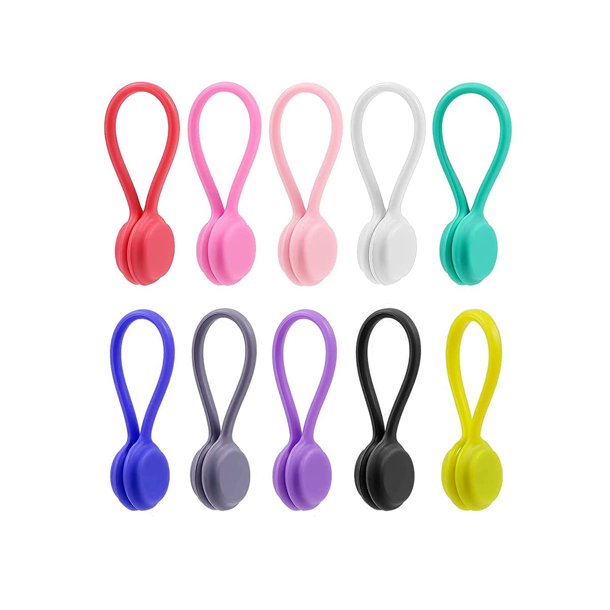 10-Pack Magnetic Twist Ties – Reusable Silicone Cable Organizers In 10 Bright Colors (4.3-7.9")