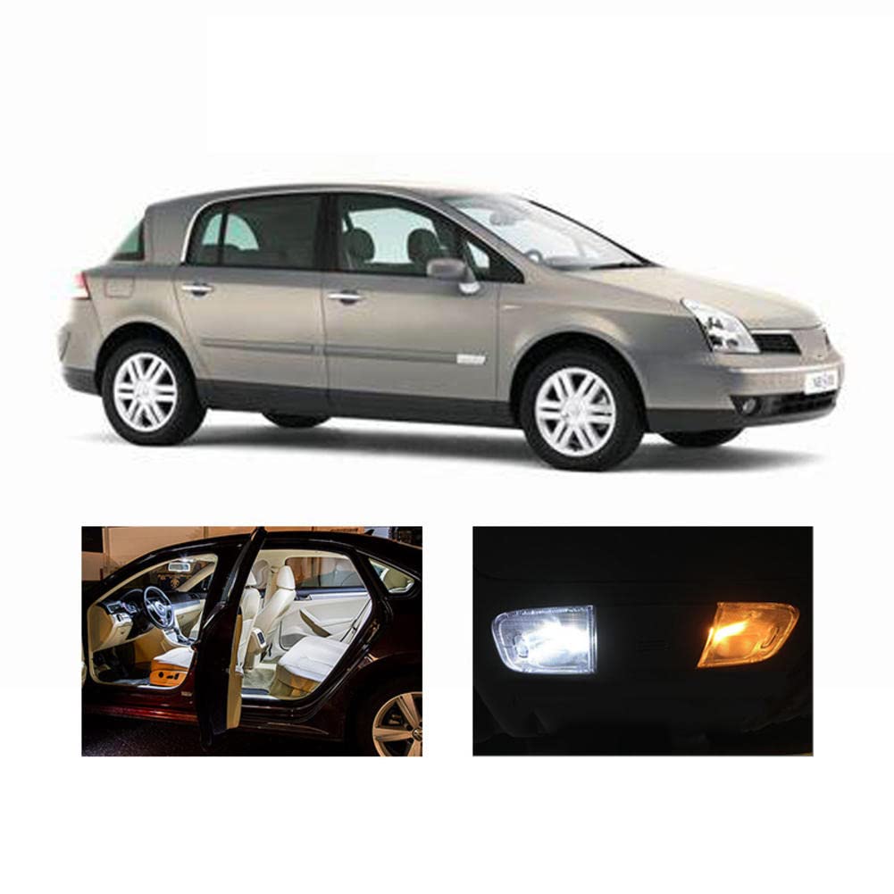 18pcs Bianco Canbus Errore Auto LED lampadine Lettura Cupola Luce Interna Kit, per Renault Vel Satis 2002-2009 Lampada Targa