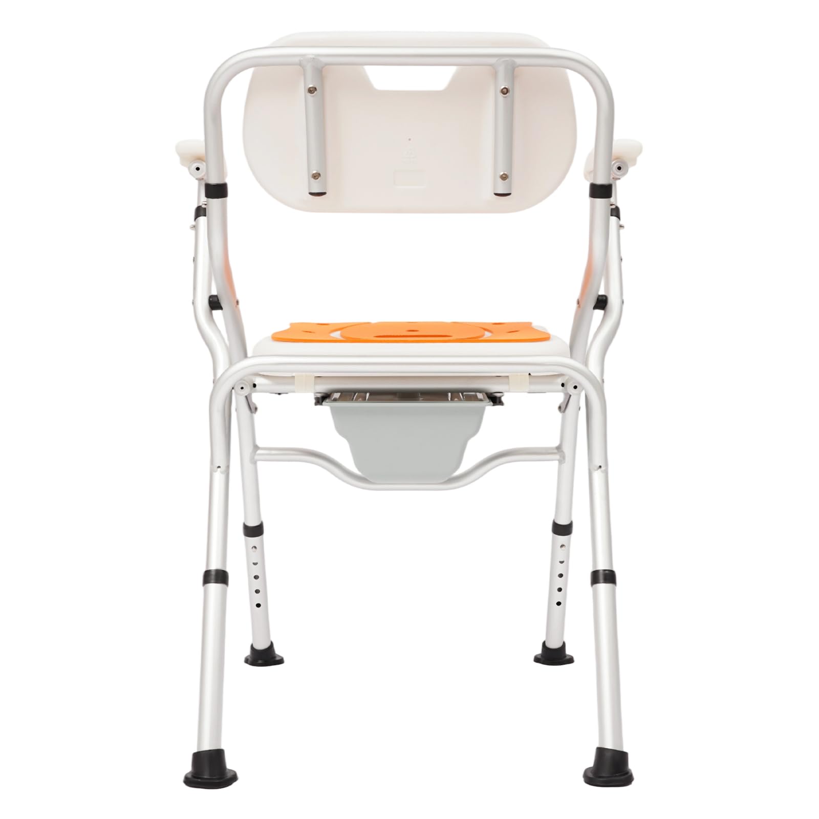 Silla de ducha plegable para personas mayores, asiento de ducha regulable en altura, capacidad de carga de 150 kg, silla de baño con reposabrazos y respaldo, color naranja