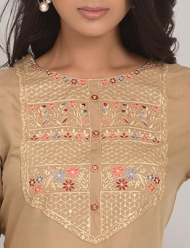 Image of Naixa Women's Viscose Rayon Embroidered Worked Straight Kurta (133)