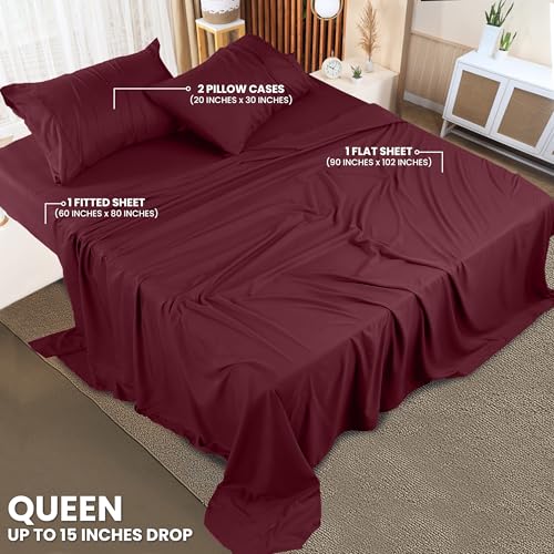 image for Utopia Bedding Queen Sheet Set – 4 Piece Bed Sheets for Queen Size B