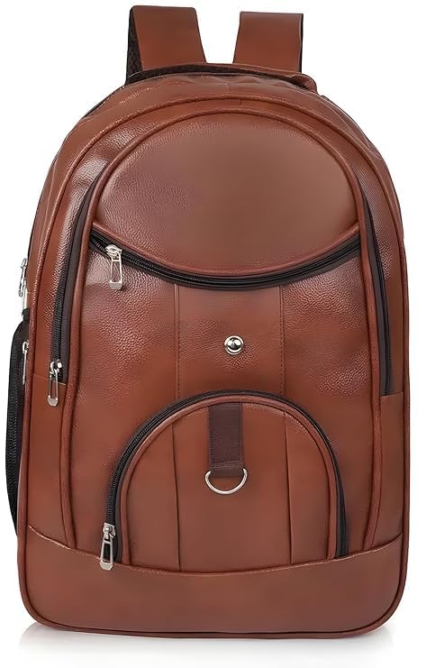 Faux Leather Backpack for Men & Women, Brown Laptop Bag, Water Resistant Travel Backpack with Multiple Compartments for Office College Daily Use (Fits up to 15.6 Inch Laptop)-image-13