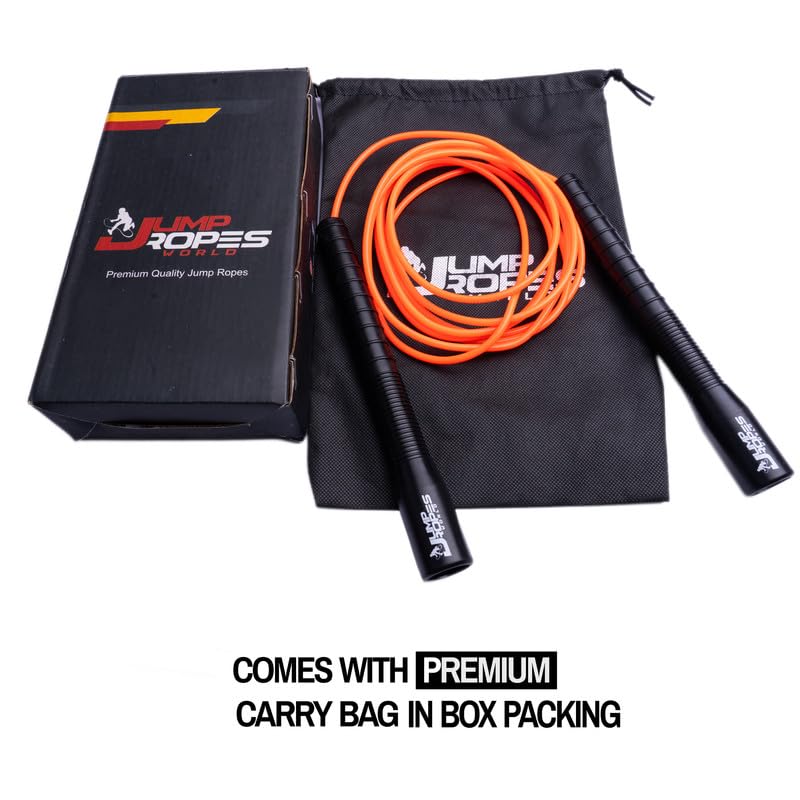 Image of World, Long Handle 4MM | Freestyle Adjustable PVC Skipping Rope for Men | Tangle-Free, Fast-Spinning Jump Rope for Beginners and Trick Training (Orange)