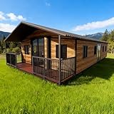 Casa de contenedores prefabricada de lujo de 40 pies con techo triangular y terraza, modular...