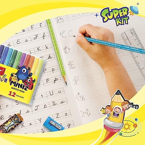 Image of FLAIR Creative Series Super Smart Kit | Combination Smart Kit for Your Creative Need | Use for Writing, Colouring, Drawing & Shading | Stationery Kit Ideal for Gifting | Pack of 1 Kit