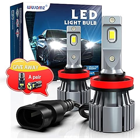 2PCS H11 Led Headlight Bulbs and 2PCS T10 Car Interior Lights, 350% Brighter Than Original Halogen Bulb,30000 Hours Long Lifetime, 6500k Color Temperature, 60W Headlights With Ip65 Waterproof Cover