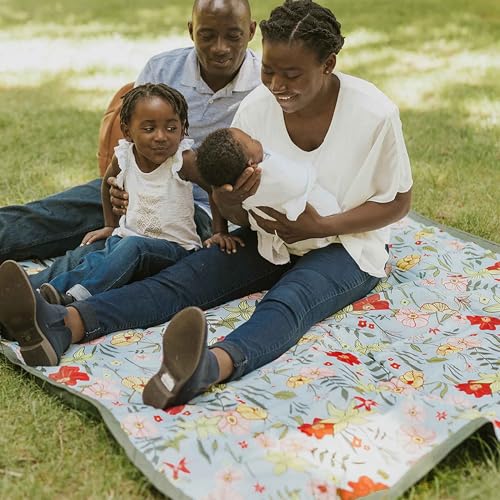 Image of Little Unicorn 5'x7' Outdoor Family Picnic & Beach Blanket | Durable & Water-Resistant Fabric | Compact Fold & Easily Wipes Clean | Zipper Pocket (Primrose Patch)