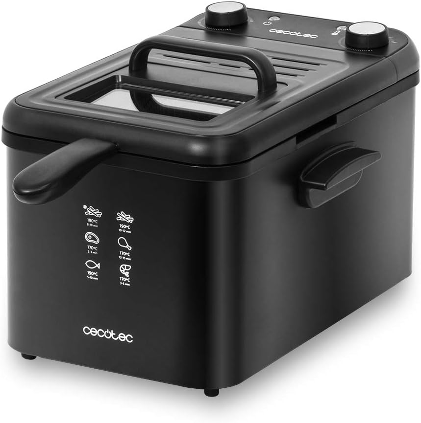 Cecotec CleanFry Infinity Electric Fryer, 1.5–4 Litre Capacity, OilCleaner Filter, Temperature up to 190°C, Dishwasher-Safe Trays 4 Litros Black