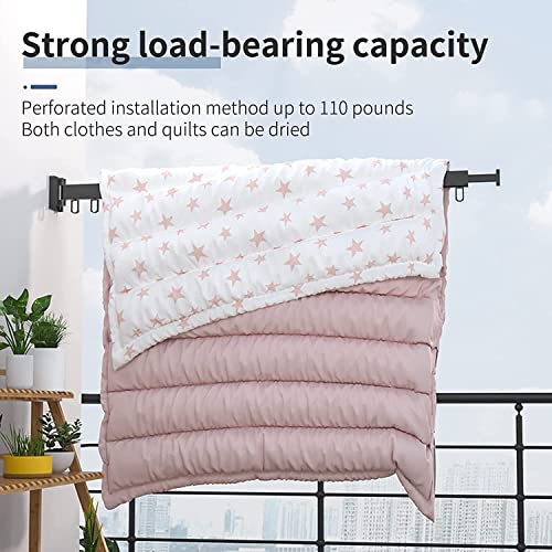 Wall Mounted Clothes Drying Rack Space Saving Clothes Drying Airer Rack, Retractable Fold Away Laundry Drying Rack Outdoor & Indoor Neat Formal Drying Rack (Black - Three Rod - 114cm) - Image 5