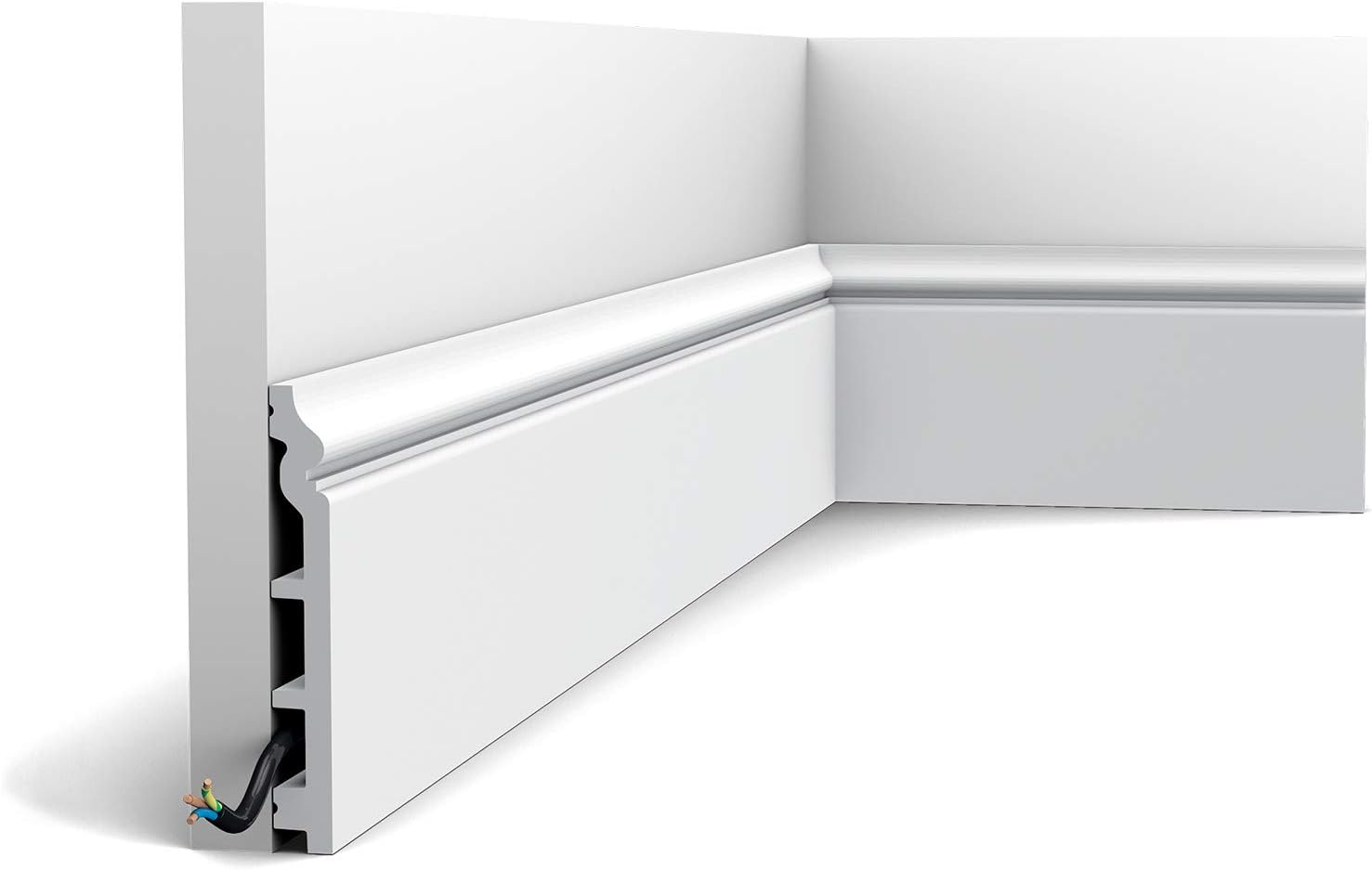 Orac Decor | Duropolymer Polystyrene Baseboard Moulding | Primed White | 5-3/8in H x 78-3/4in Long | Pack of 14