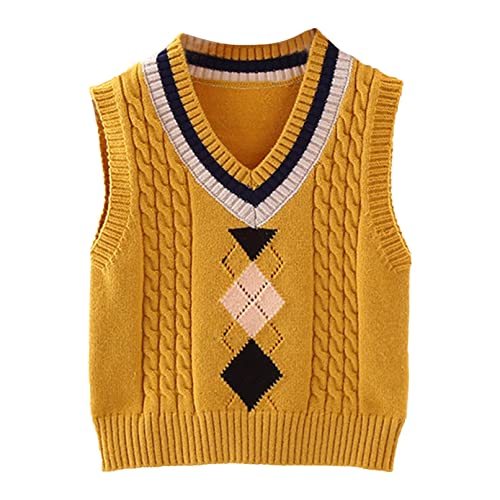 Jhaoyu Girls School Uniform Argyle Plaid Sweater Vest V Neck Sleeveless Pullover Waistcoat Crop Top