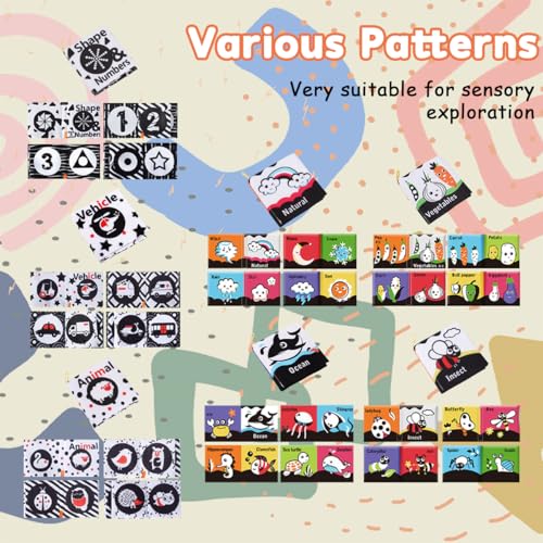 Image of SNOWIE SOFT 7Pcs Cloth Book Toys for 6 Month Old Baby,Soft Toys Sensory Baby Toy for 6 to 12 Month,Non-Toxic Babies Toy 0 to 3 Year Babies with Touch and Feel Crinkle Book Toddler Washable