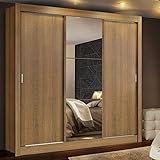 Guarda-roupa Casal Madesa Mônaco 3 Portas de Correr com Espelho - Rustic