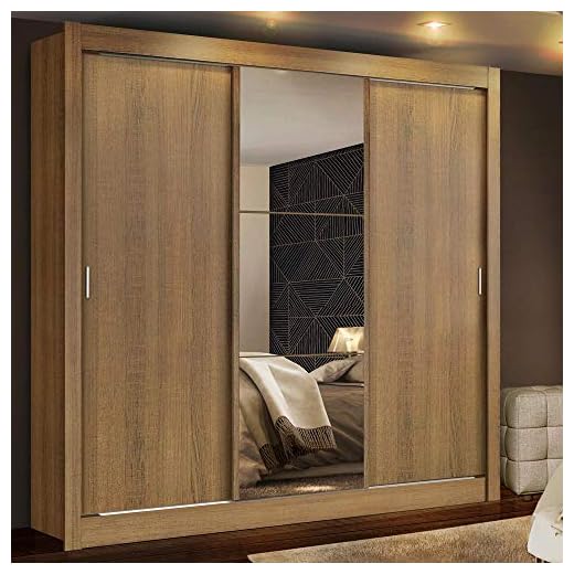 Guarda Roupa Casal Madesa Mônaco 3 Portas de Correr com Espelho - Rustic