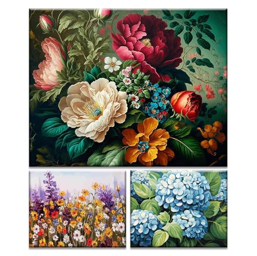 Peinture par numéros fleurs 40x50cm pour s'initier à l'art et décorer son salon