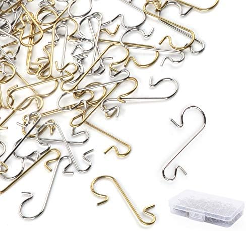 Sweelov 200pcs Ornament Hooks Silver Gold Christmas S-shaped Hooks Ornament Hangers for Party Christmas balls Christmas Tree Decoration