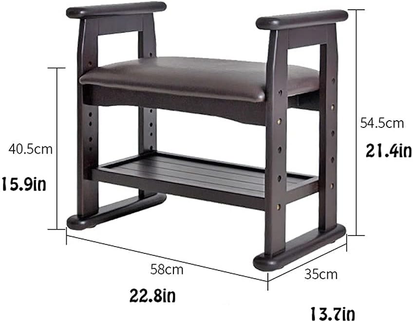Minimalist Fashion Creative Adjustable Entrance and Stool for Shoes Solid Wood Stools Small Bench with Arc-Shaped Armrests for Bedroom Living Room Casual