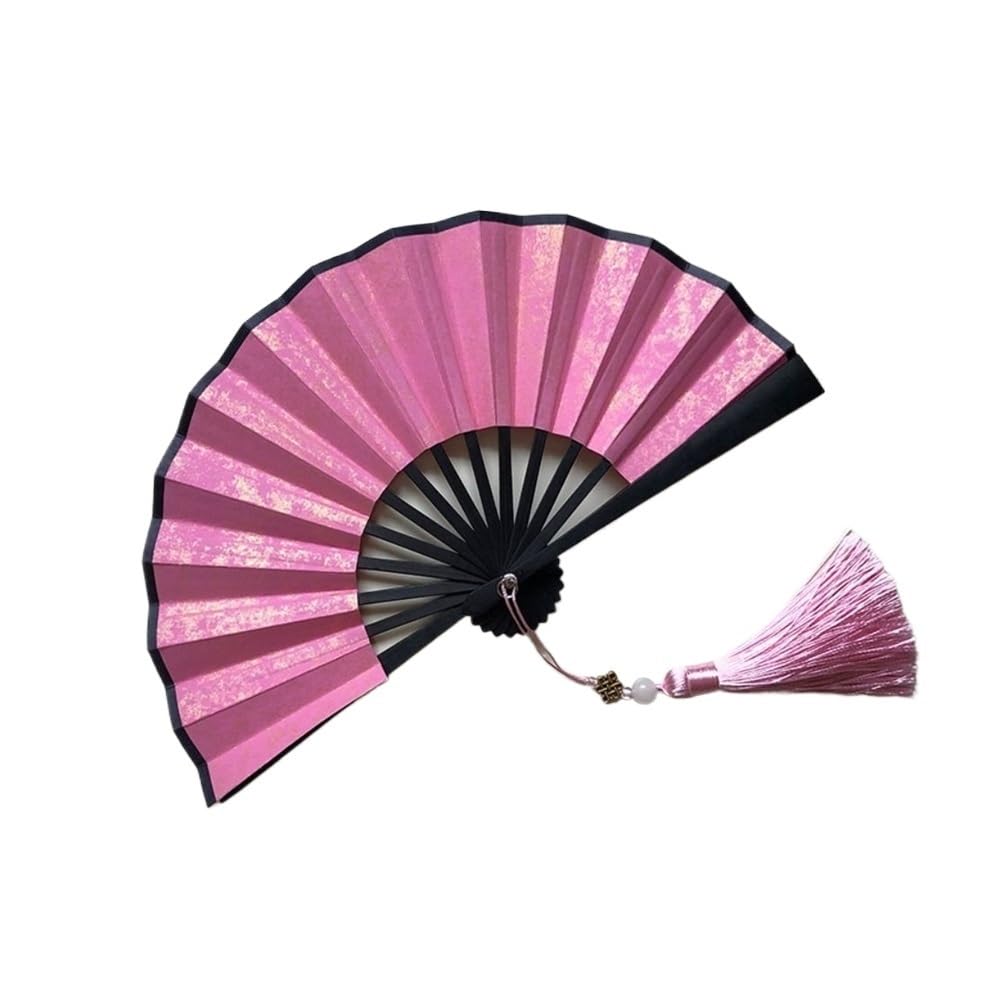 Jobaojiang Party Decor Ornaments 4 Inch Folding Fan Mini Gilded Rice Paper Hanfu Fan Colorful Handle Paper Fans Held Dance Fans(5)