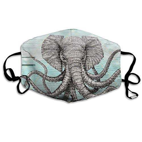 Preisvergleich Produktbild Vbnbvn Unisex Mundmaske,Wiederverwendbar Anti Staub Schutzhülle,Elephant Octopus Art Adult Creative Mouth-Masks Washable Safety 100% Polyester Comfortable Breathable Health Anti-Dust Half Face Masks