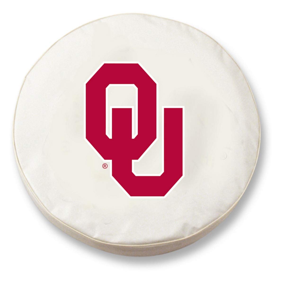HBS Oklahoma Tire Cover with Sooners Logo on White Vinyl Size: A - 34 x 8 Inch