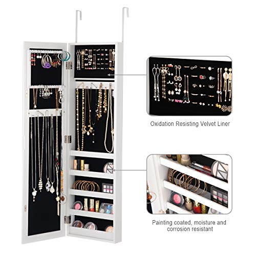 Giantex HW58858NEW Jewelry Cabinet Armoire Door Wall Mounted, Full Length Mirror And 5 Storage Shelves thumb #3