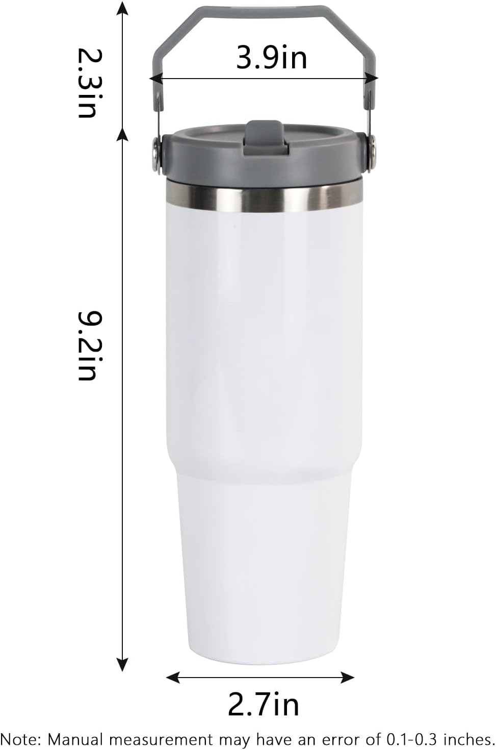 2 Pcs New Handle White32 oz Sublimation Double Wall Vacuum Insulated Cups With Lids Stainless Steel White Coffee Mugs for Vehicle Cup Holders Travel Tumbler Car Cups with Lid Mugs - Image 2