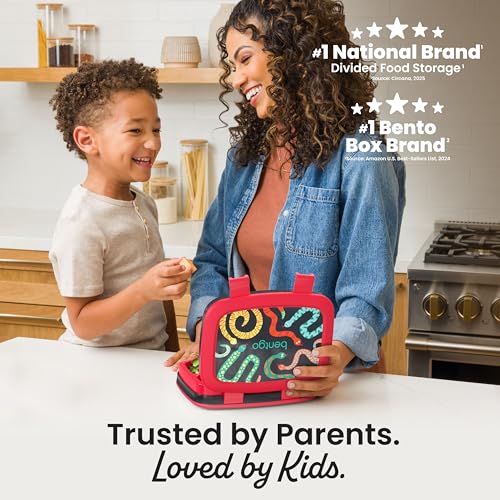 Image of Bentgo Kids Prints Leak-Proof, 5-Compartment Bento-Style Kids Lunch Box - Ideal Portion Sizes for Ages 3-7, Durable, Drop-Proof, Dishwasher Safe, PFAS- & BPA-Free Materials (NEW Sssnakes)