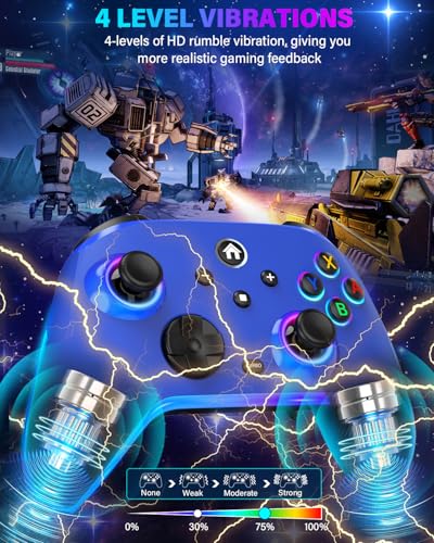 Image of Wireless Switch Controllers for Nintendo Switch /OLED /Lite /Switch 2, 1200mAh Pro Controller with 10 Color LED Lights, Rechargeable Switch Control Gamepad with Turbo, Vibration, 6-Axis Gyro, Wake Up