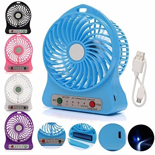 Portable Rechargeable LED Fan Air Cooler Mini Operated Desk USB 18650