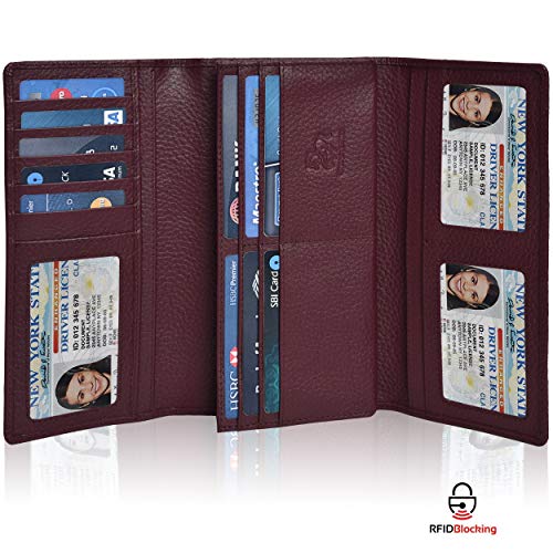 Estalon Real Leather Wallets For Women Rfid - Long Wallet Women's Ladies Clutch Zipper Pocket Multi Credit Card Case Holder Girls #TOP1