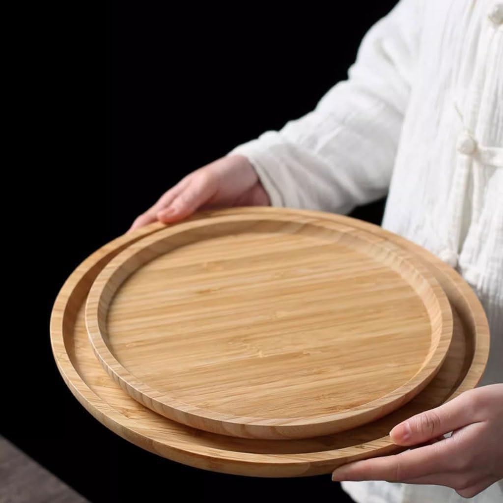 Bandeja redonda decorativa de 30 cm, para restaurantes y cafeterías, ideal para uso doméstico, elegante bandeja para servir aperitivos y bebidas