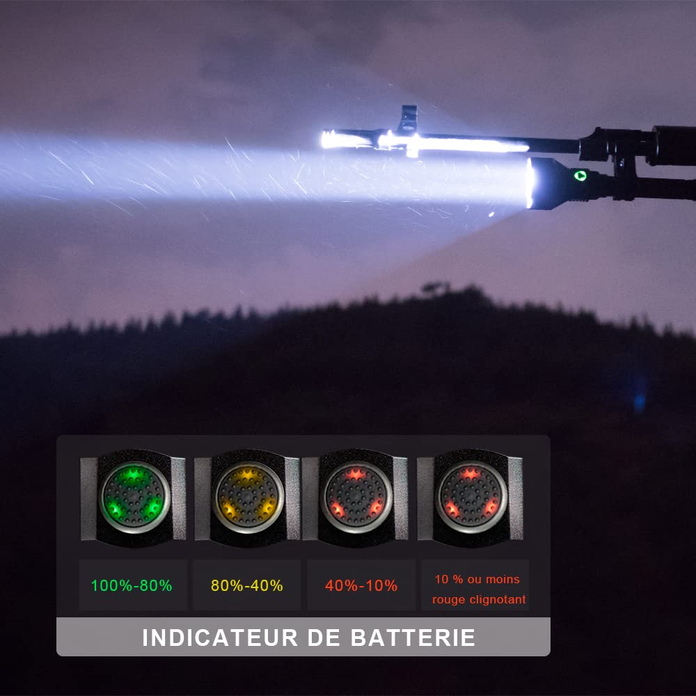 TrustFire T70 Kit Lampe Torche Tactique 2300 Lumens, Lampe de Poche Rechargeable Ultra lumineuse, Lampe Torche Étanche, Portée de 1000 Mètres, Pour Camping Randonnée Urgence Militaire Chasse