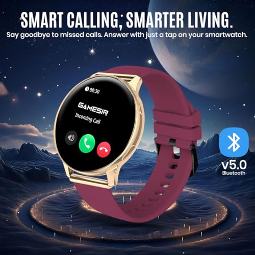 Image of GameSir Active 5 Smart Watch AMOLED Display 1.3 inch Screen, 360 * 360 Resolution, IP68 Waterproof with Multiple Watch Faces Bluetooth Calling Round Dial Smartwatch for Men & Women (Maroon)