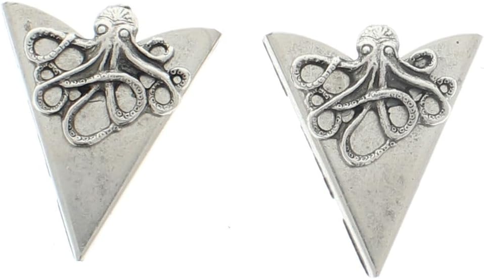 Octopus Style Collar Tips - Dress Shirt Collar Stays - Antique Silver Finish Collar Stays for Men & Women - Gift for Loved Ones