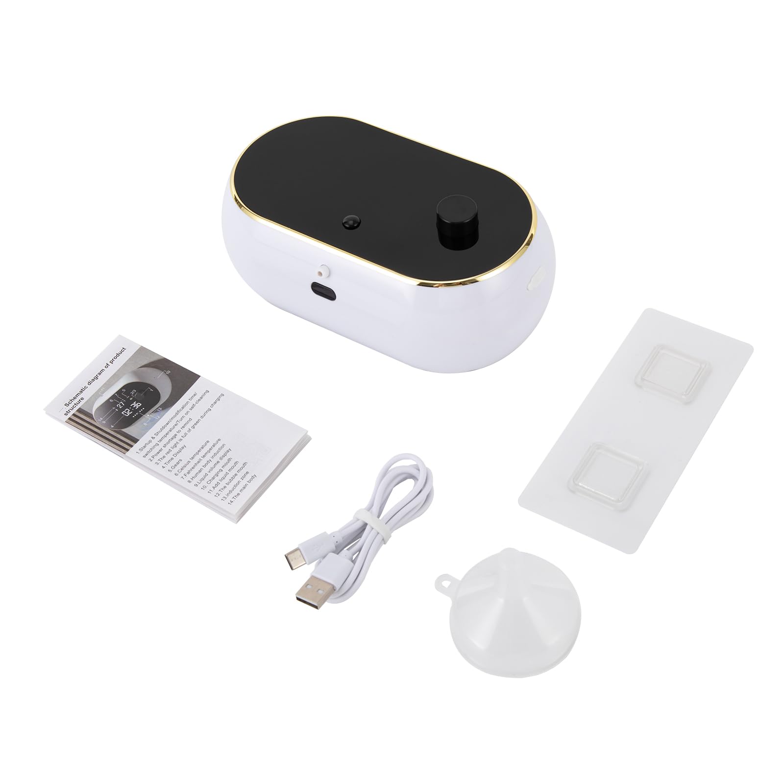 450ML Distributeur de Savon Automatique,LCD Distributeur Savon Mural ABS pour Hôtel Toilette Salle Bain Rechargeable, IPX5 Étanche 18.5X6.5X10.8CM (Blanc)