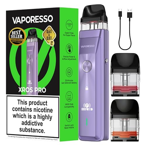 Vaporesso Xros Pro Pod Vape Kit [Purple] - Available in 9 Colours - 1200mAh Battery, 2A Fast Charging (35 Min), 30W Output, First Super Pulse Pod - Works with all XROS Pods - No Nicotine