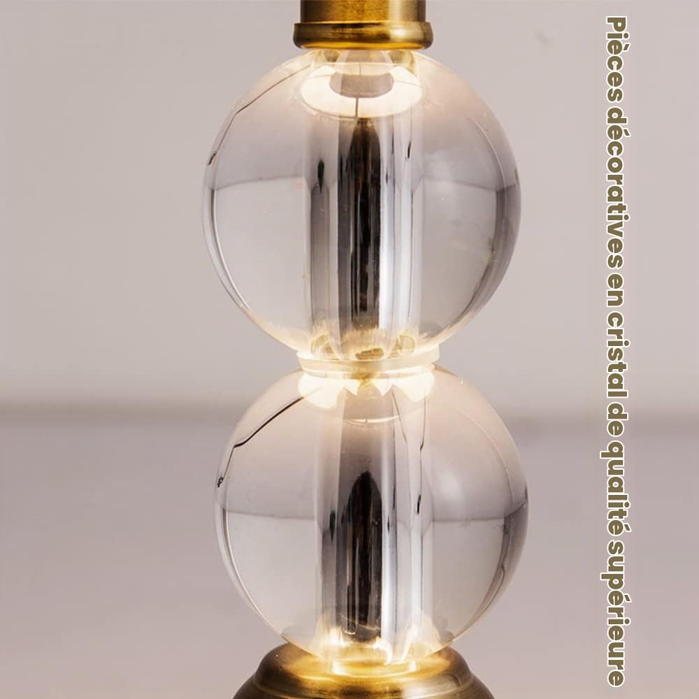 Lampe en cristal - lampe de table design contemporain - Ø 25 x 47H cm - abat-jour en tissu beige - base de métal - Lampe de chevet - 1x E27 max.60 W - Ampoule non incluse