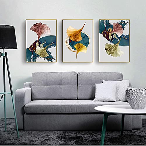 Impressions d'art mural Ginkgo moderne : habillez vos grands murs vides avec 3 toiles 60x80