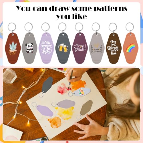 Image of LOTMER 20 /30 /40 /80 PCS Hotel Keychain Blank with Key Rings, 60 Colors Motel Key Chains for DIY Keychains