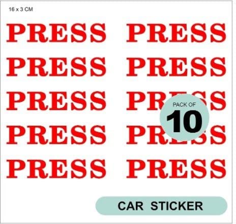 Press Media Professional Stickers for Car Bike Sides Back Vinyl Red Decals L X H 16 X 3 Pack of 10