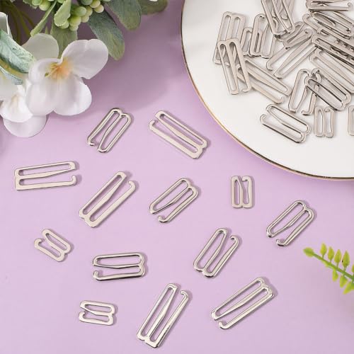 GORGECRAFT 60Pcs 3 Sizes Metal Bra Strap Hooks Alloy Swimsuit Clips Replacement Adjustable Slide Hook Clasp for Bathing Suit Tops Lingerie Bikini Halter Dress Sewing Platinum 24mm 19mm 11mm - Image 4