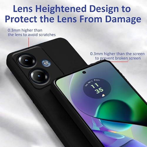 Image of Knotyy Rubberised Back Cover for Motorola G54 5G | Inner Velvet Fabric Lining | Matte Silicone Flexible |Raised Bumps for Camera & Screen Protection Back Case Cover - Black