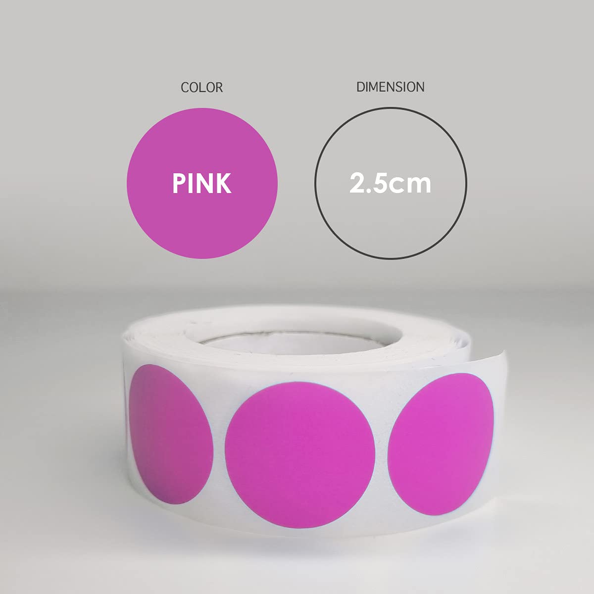 500 PCS 1 Inch (2.5 cm) Round Sticker Color Coding Circle Dot Labels on a Roll, Stationery Permanent Adhesive Dots on Writable Paper (Pink)
