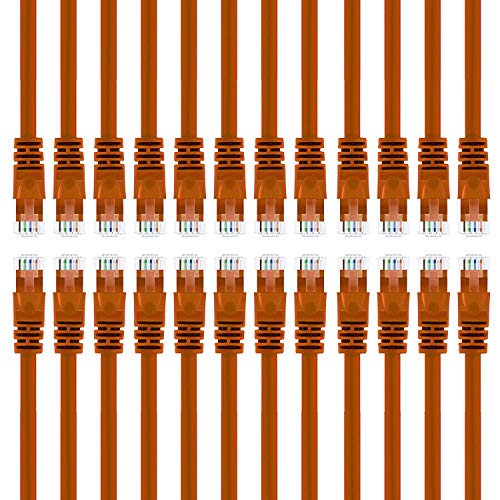 GearIT 24-Pack, Cat 6 Ethernet Cable Cat6 Snagless Patch 1.5 Feet - Snagless RJ45 Computer LAN Network Cord, Orange - Compatible with 24 48 Port Switch POE Rackmount 24port Gigabit