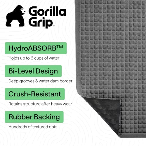 Image of GORILLA GRIP Ultra Absorbent Front Door Mat Outside Entrance, 47x35, Traps Dirt and Moisture, HydroABSORB Indoor Outdoor Doormat Holds Up to 6 Cups Water, Stain and Fade Resistant Welcome Mat, Grey