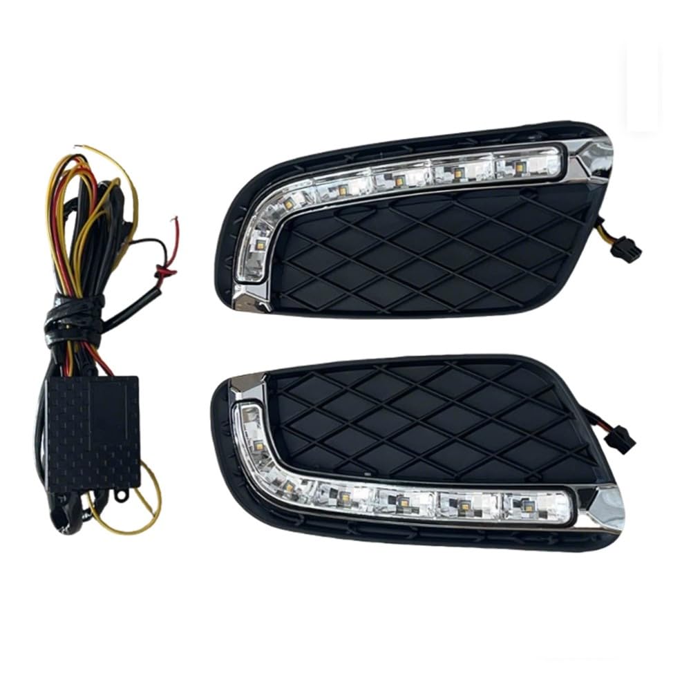 Riloer Luce di marcia diurna DRL,Luci Diurne Drl, Luci di marcia diurna con funzione bidirezionale di streamer a luce gialla Smart Fortwo 2008-2011,Alta Intensità Luminosa