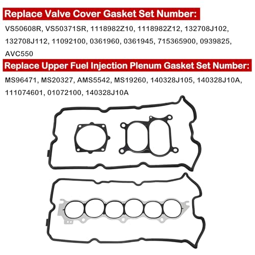 Image of Engine Cylinder Valve Cover Gasket Set Replace VS50608R MS96471 MS20327 Compatible with Nissan Altima Maxima Murano Quest Infiniti I35 3.5L V6 Upper Fuel Injection Plenum Gasket Set