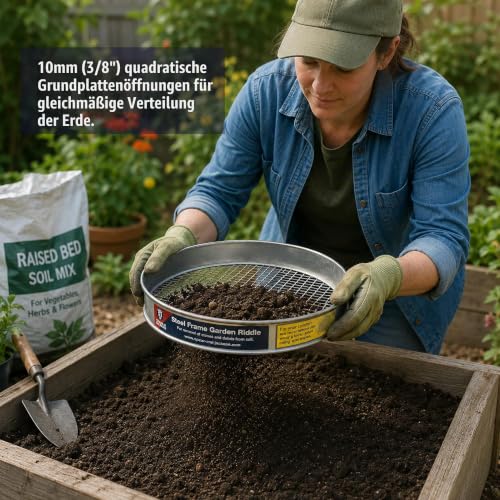 Spear & Jackson Riddle Gartensieb aus verchromtem Stahl, 330 mm, 10 mm Maschen – Ansicht 3